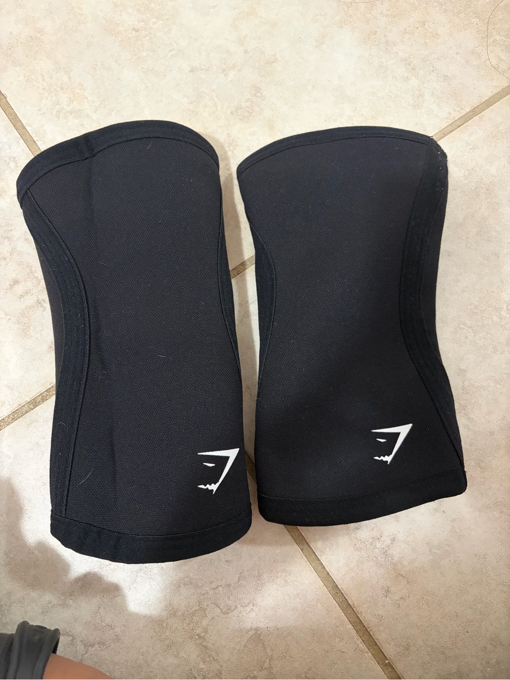 Gymshark Black Neoprene Knee Sleeves with White Logo